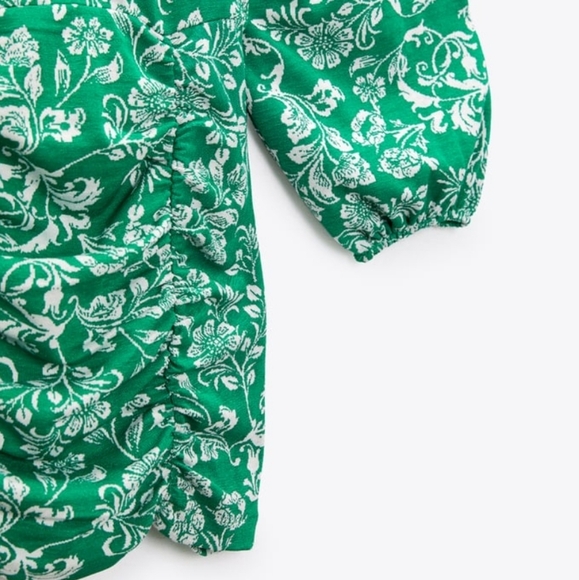 Zara Balloon-Sleeve Jacquard Dress NWT - Picture 4 of 5